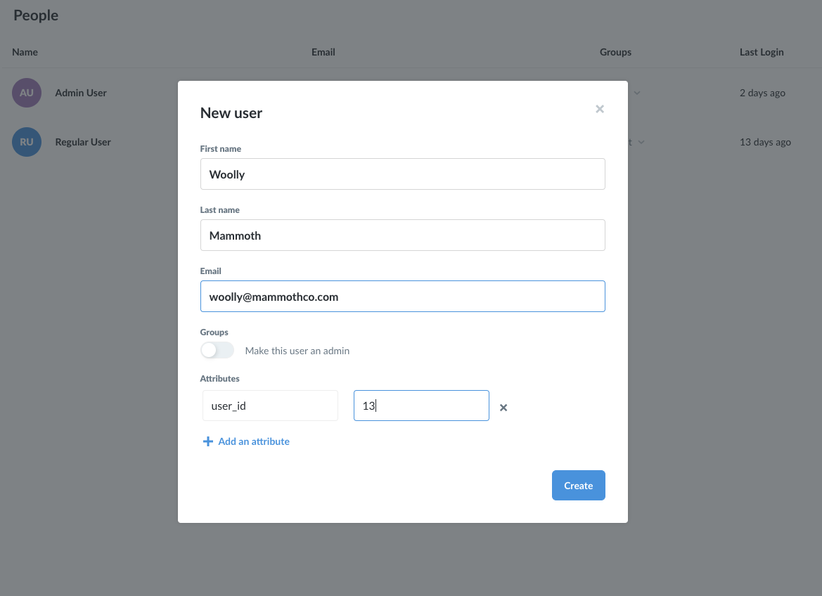 Add attributes to people in Metabase to coordinate user permissions between your app and your embedded Metabase instance.