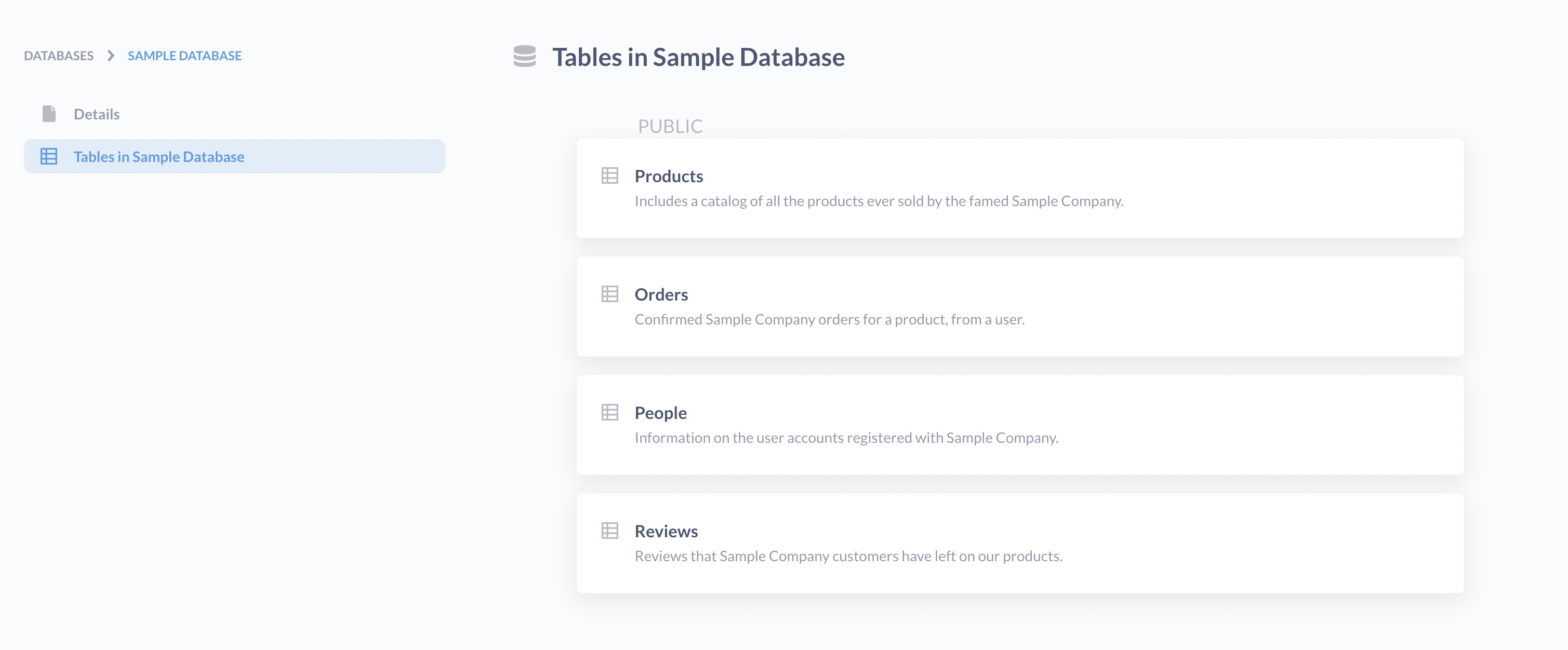 Browse data to explore databases, tables, and fields.