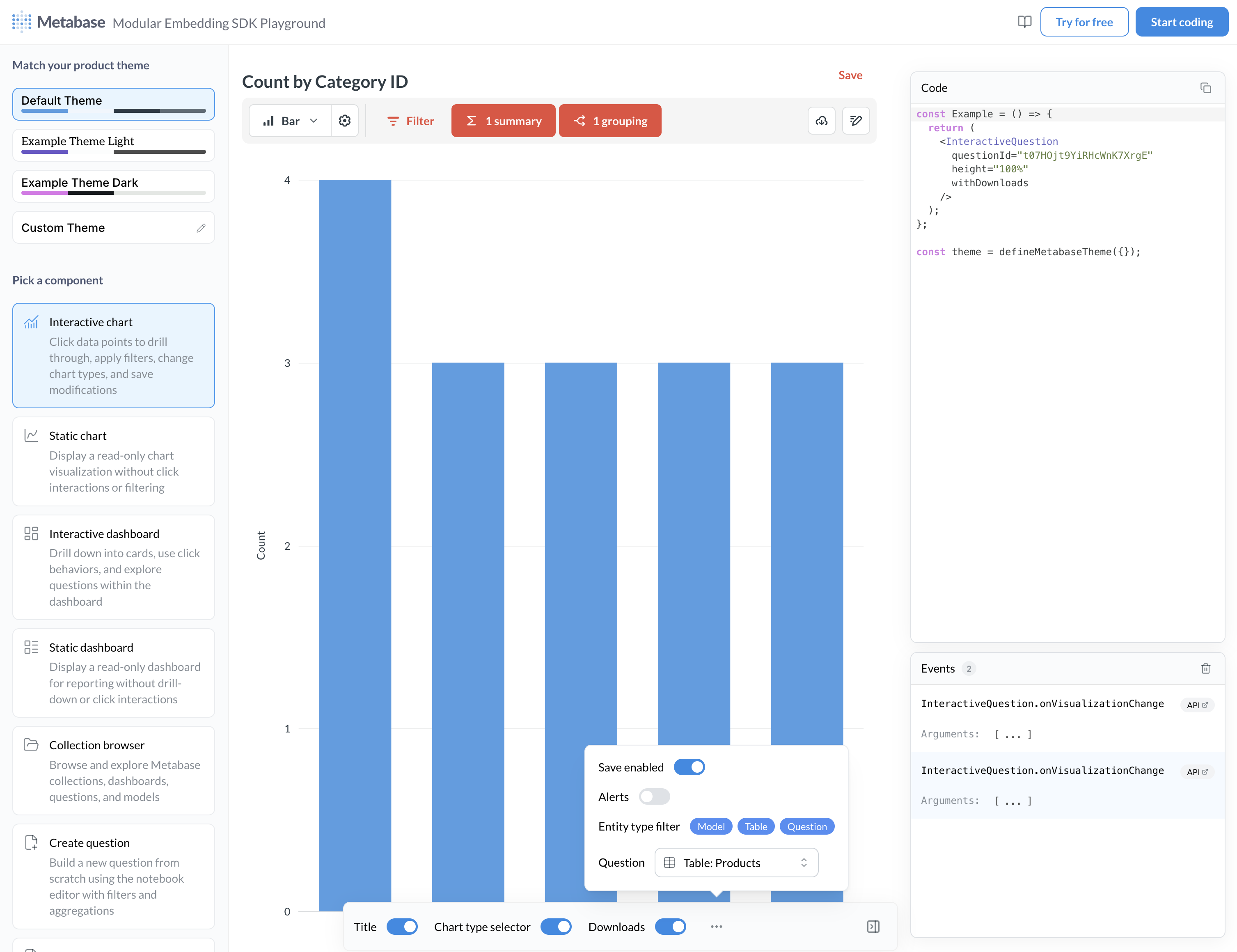 Modular embedding SDK playground