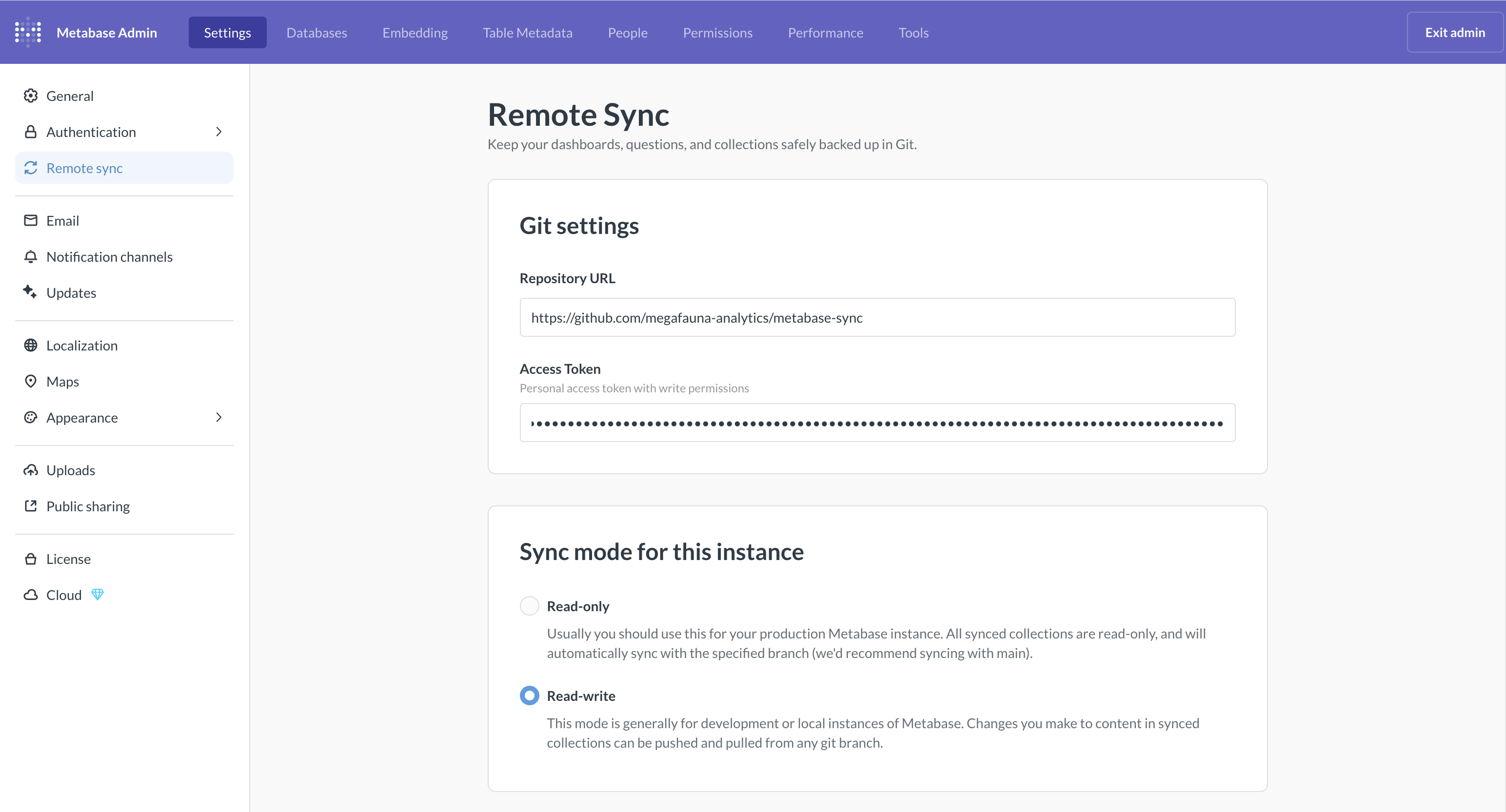 Development settings