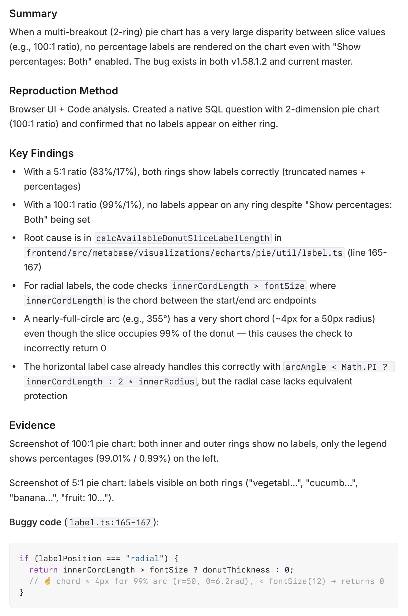 Repro-Bot reproducing an issue with a summary and reproduction steps